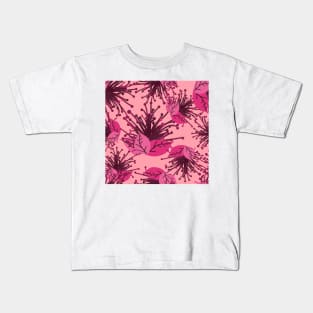 Tropical Pink Flower Seamless Fashion Print cópia Kids T-Shirt